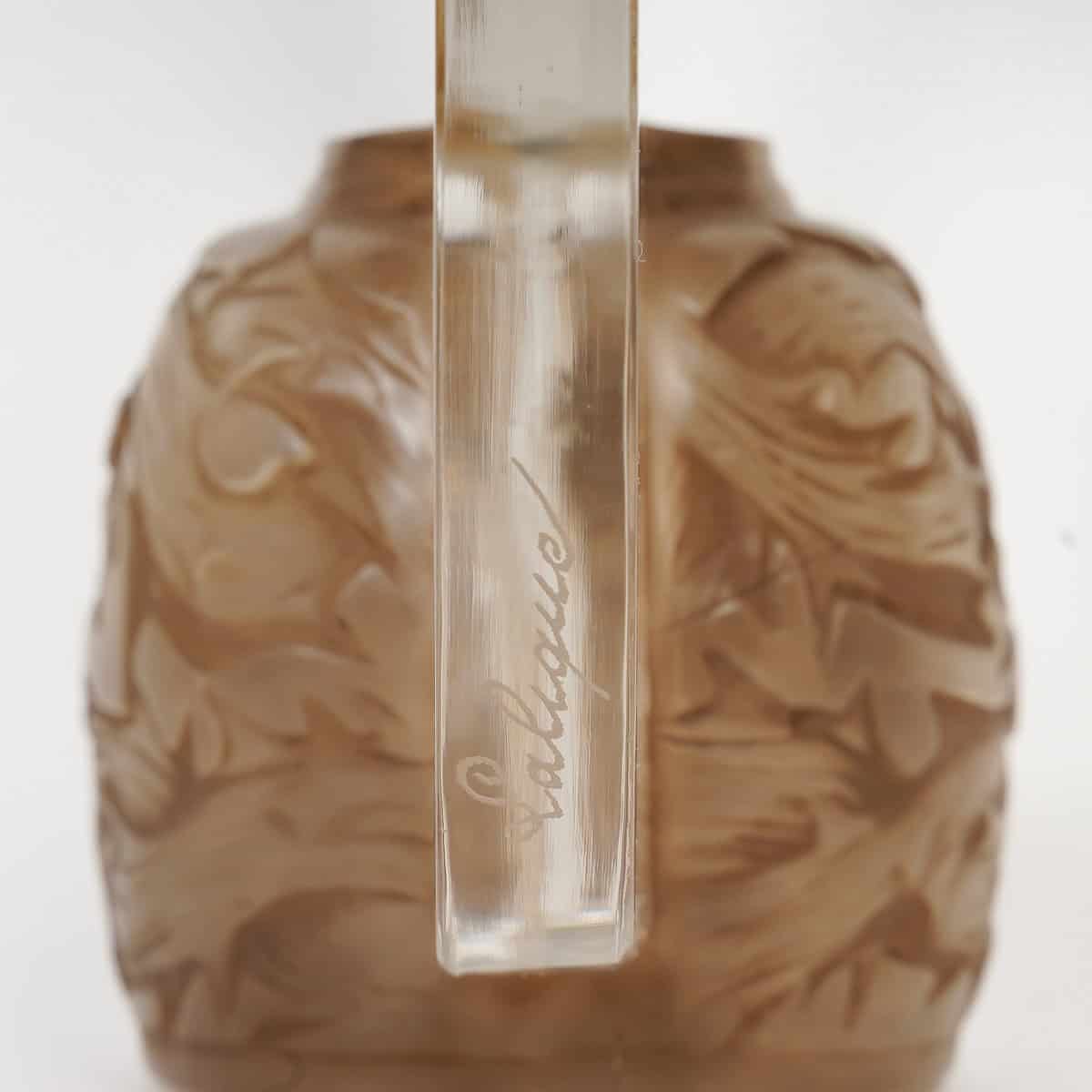 1913 René Lalique – Veilleuse Brûle Parfums Véronique Verre Blanc Patiné Sépia – Image 6