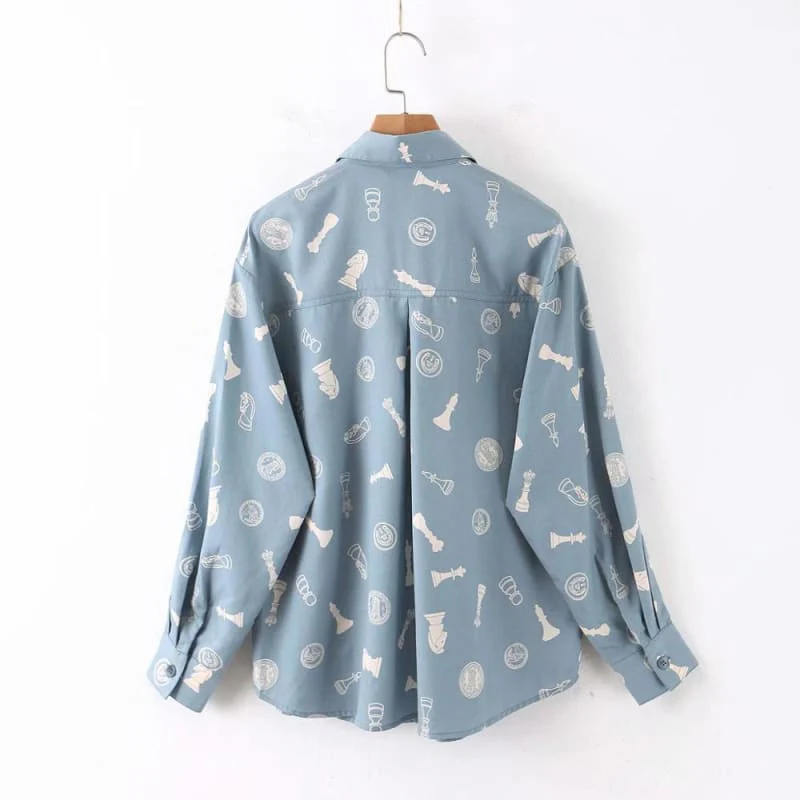 Chemise Chic Bleue Style Vintage – Image 2